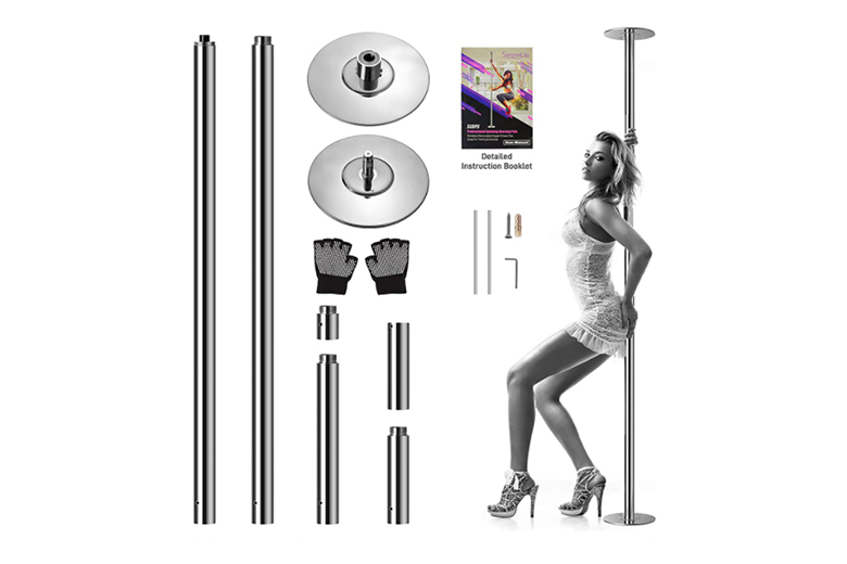 Colilove Adjustable 45mm Professional Stripper Pole w//Spinning and Static Modes Portable Dance Pole Removable Dancer Pole Kit for Beginner Fitness Exercise Club Party Pub and Home Gym